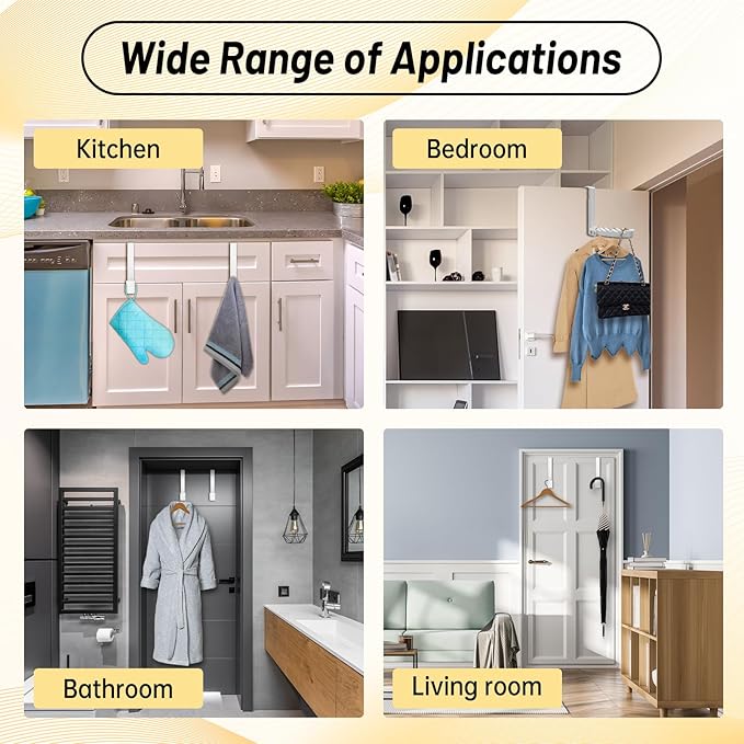 2 Pack Over The Door Drying Rack,Foldable Clothes Hanger Hook Organizer,Space Saving Folding Over The Door Clothes Drying Rack for Laundry,Coats,Towels,Hats,Bags–White