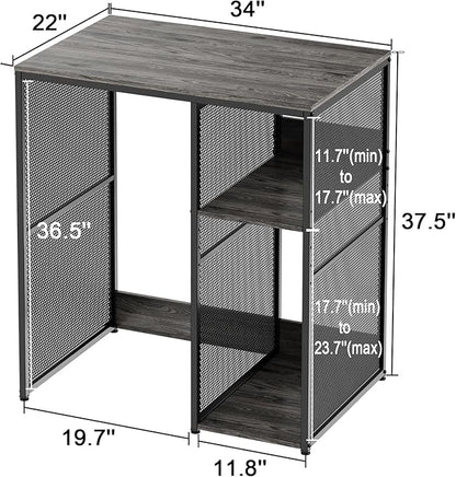 3-Tier Coffee Bar Cabinet with Mini Fridge Space, Heavy-Duty Rustic Grey Microwave Stand Baker Rack, Utility Storage Organizer Shelf for Home Kitchen Dorm, Slate Grey