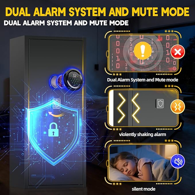 12-15 Large Gun Safe for Rifles and Pistols, Gun Cabinets for rifles and shotguns with Digital Keypad and Alarm Mode, Easy Assembly Rifle Safe for Home, Internal Lockable Box & Removable Shelves