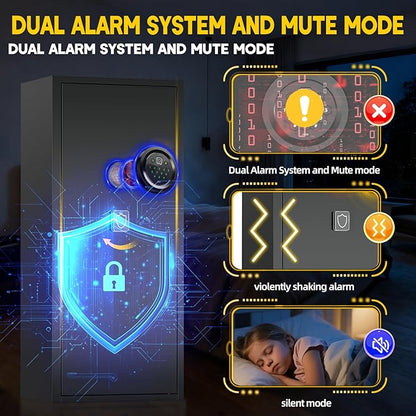 12-15 Large Gun Safe for Rifles and Pistols, Gun Cabinets for rifles and shotguns with Digital Keypad and Alarm Mode, Easy Assembly Rifle Safe for Home, Internal Lockable Box & Removable Shelves