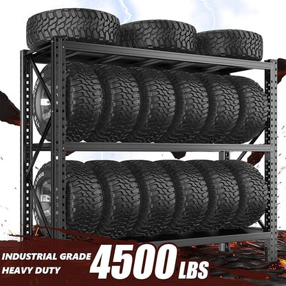 Heavy Duty Metal Garage Shelving Unit,Adjustable Storage Shelves, Steel Shelving, 4500 lbs Capacity, Industrial Shelves for Heavy Tools and Equipment, 63" Wx 19.7" D x 66.9" H