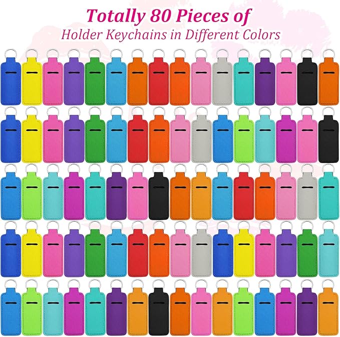 Yisong 40/60/ 80 Pack Lipstick Holder Keychains Bulk Neoprene Lip Balm Holder Keychain Lip Gloss Sleeve Pocket Women Presents