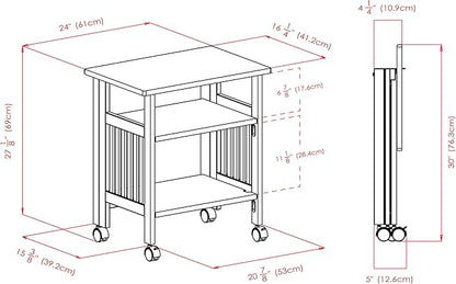 Winsome Mission 2-Shelf Wood Mobile Printer Stand, Brown (81628)