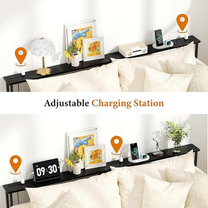 GRLEAF 39" Narrow Console Sofa Table with Built-in Power Strip (2 AC Outlets & 2 USB Ports) – 4.9ft Power Cord, Metal Frame, Easy Assembly, Ideal for Behind Couch, Hallway, and Home Office | Black