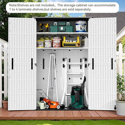 Patiowell 50 Cu.ft Outdoor Storage Cabinet with Lockable Door, Waterproof Horizontal Storage Shed for Tools and Patio Furniture, All-Weather Resin Shed Easy Assemble for Pool or Backyards, White