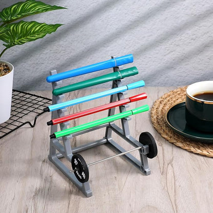 Squat Rack Pen Holder for Desk, Fun Desktop Accessories for Office, Barbell Gym Themed, Mini Pen Organizer Unique for All Fitness Enthusiasts and Weightlifting Fans Pencil Holders for Funny Gift