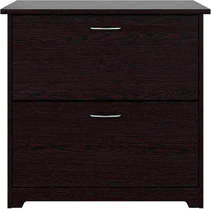 Bush Furniture Lateral File Cabinet - Cabot Collection 2 Drawer File Cabinet with Chrome Hardware | Elegant Filing Cabinet for Home Office, Letters, Legal and A4 Files | Espresso Oak
