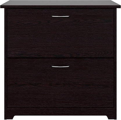 Bush Furniture Lateral File Cabinet - Cabot Collection 2 Drawer File Cabinet with Chrome Hardware | Elegant Filing Cabinet for Home Office, Letters, Legal and A4 Files | Espresso Oak