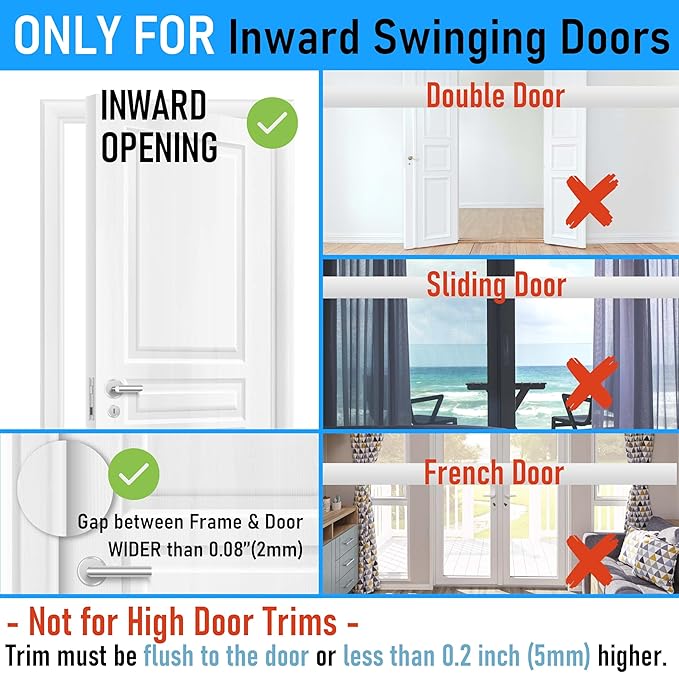 3Pack Home Security Door Reinforcement Lock, Childproof Safety Door Lock Latch Inside Stopper, Add High Security to Prevent Home Unauthorized Entry, Aluminum Construction Finish Black