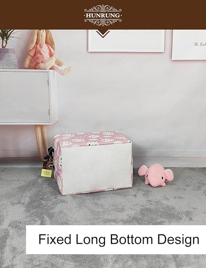 HUNRUNG Rectangle Storage Basket Cute Canvas Organizer Bin for Pet/Children Toys, Books, Clothes Perfect for Rooms/Playroom(REC-Cute Rabbit)