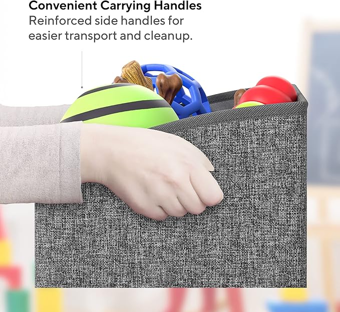 Mindspace Dog Toy Box Organizer - Dog Toy Bin for Dog Toy Storage, Dog Toy Basket for Pet Storage - Dog Treat Basket, Dog Toy Chest - Open Storage Box, Fabric Storage Bin | Oxford Collection (Paw)