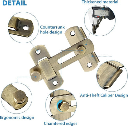 Alise 4 inch Flip Latch Gate Latches, Safety Door Lock for Barn Wood Fence Sliding French Doors,Heavy Duty SUS304 Stainless Steel Gate Hardware Bronze MS9500-Q