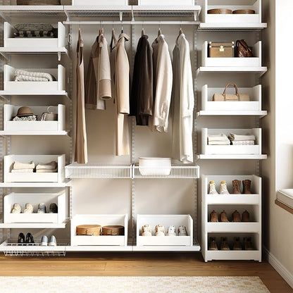 4-Tier Stackable Closet Organizer and Storage Stackable Shelves – Heavy-Duty Darwers Wood & Metal, Easy Assembly, Space-Saving Vertical Storage for Bedroom, Closet, Patent Design