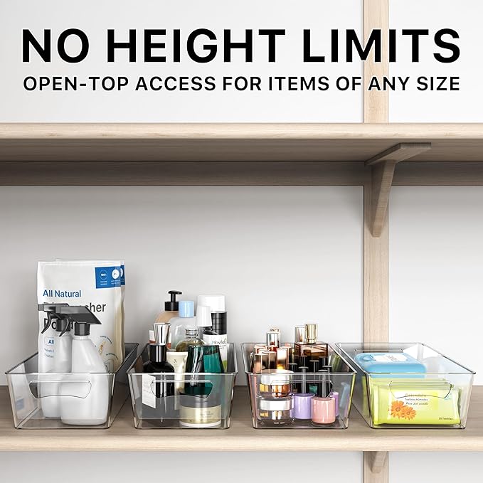 Simple Houseware 4 Pcs Pantry Clear Bin Storage Organizer, 14" x 7" x 3.75"
