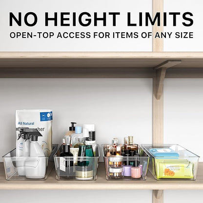 Simple Houseware 4 Pcs Pantry Clear Bin Storage Organizer, 14" x 7" x 3.75"