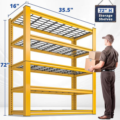 REIBII 2-Pack Commercial Heavy Duty Shelving, 3010 LBS Capacity per Shelf 72" H Industrial Storage Rack, 5-Tier Adjustable Boltless Rivet Metal Shelving Unit for Warehouse Garage Workshop Retail Store