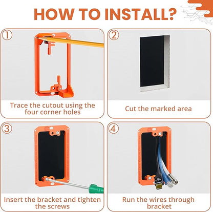 BWP Low Voltage Mounting Bracket 1 Gang, 10 Pack for Single Gang Wall Plate, Telephone Wires, Network Cables, HDMI, Coaxial, Speaker Cables - Low Voltage Box Cable Wall Plate Bracket, Mud Ring