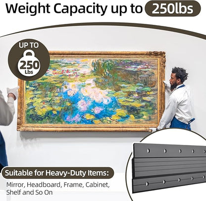 French Cleat 41 Inch, Heavy Duty Aluminum Z Clips Hanger for Hanging Picture Mirror Frame Whiteboard Headboard, Interlocking Wall Mounting Bracket with Hardware Support 250lbs