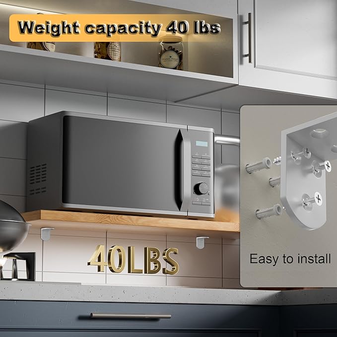 Alise 4Pcs Shelf Brackets White, Stainless Steel Floating Shelf Brackets Corner Brackets, L Brackets for Shelves, 90 Degree Angle Bracket, Heavy Duty Shelf Brackets for Wood Furniture (1.97X1.97 in)