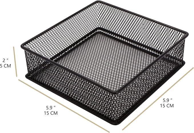Annova Mesh Stackable Drawer Cabinet and Shelf Organizer Bins Storage Basket School Office Supply Holder Tray- Set of 2 (Black, 6x6x2 Inch)