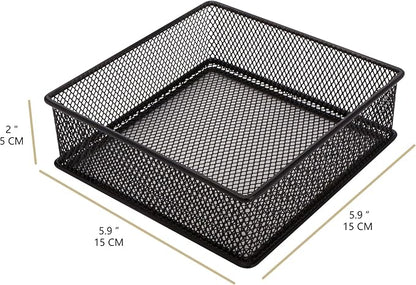Annova Mesh Stackable Drawer Cabinet and Shelf Organizer Bins Storage Basket School Office Supply Holder Tray- Set of 2 (Black, 6x6x2 Inch)