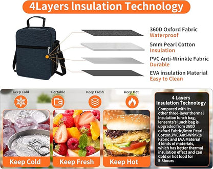 Lunch Box for Men - Reusable Lunch Bag Men Adult Women- Insulated Small LunchBox