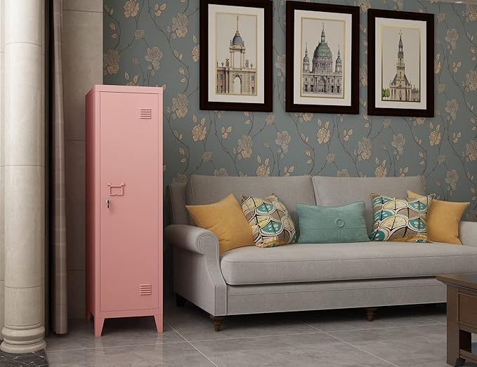 MIOCASA Metal Cabinet Home Office Storage Cabinets with Doors and Shelves Lockable File Cabinet Organizer Coat Lockers for Kids