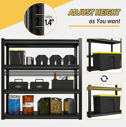 Raybee 40" W Garage Shelving Heavy Duty Storage Shelves 56.9" H Metal Shelving Heavy Duty Load 1600LBS Adjustable Metal Shelves for Storage for Pantry Kitchen 40" W x 19.1" D x 56.9" H 2 Pack