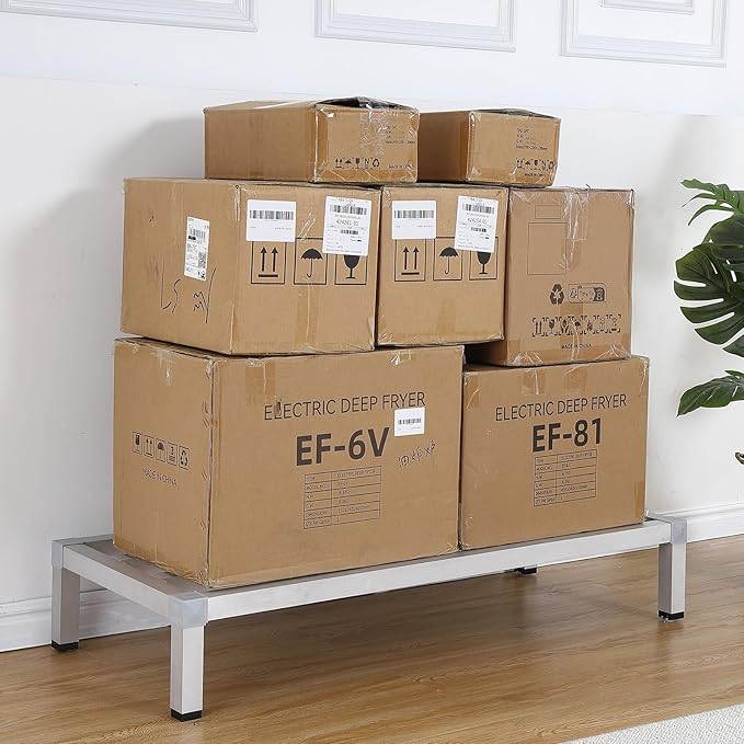 48" x 14" x 8" Aluminum Dunnage Rack | 1000 Lb Capacity | Low Shelf for Off-Floor Storage in Restaurants, Kitchens, Supermarkets, and Grocery Stores