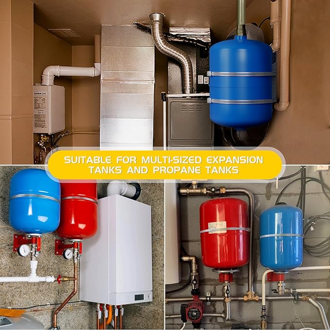Expansion Tank Brackets, Thermal Expansion Tank Wall Mounting Bracket with 2 Hot Water Heater Support Strap for 1-5 Gallon Tank, 5lb Propane Tank Holder for RV -1 Set