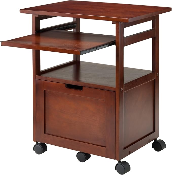 Winsome Piper 3-Shelf Wood Mobile Printer Stand, Brown (94427)