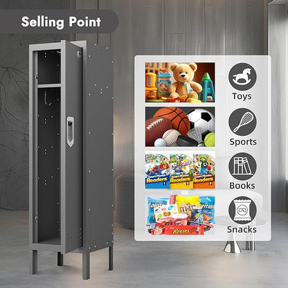 Metal Cabinet Home Office Storage,Lockers,Lockable Employees Metal Locker with Door,54" Height Steel Locker,Lockable Steel Locker for Gym,School,Home,Office,Garage,Assembly Required