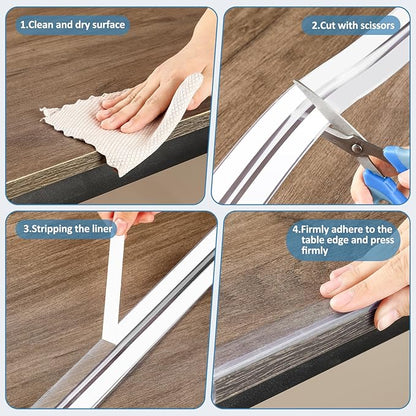 Edge Corner Protector Baby Proofing 18ft (5.5M) with 8 Corners, Clear Soft Corner Protectors Baby Proof, Furniture Corner Guard & Edge Safety, Edge Protector for Table and Fireplace