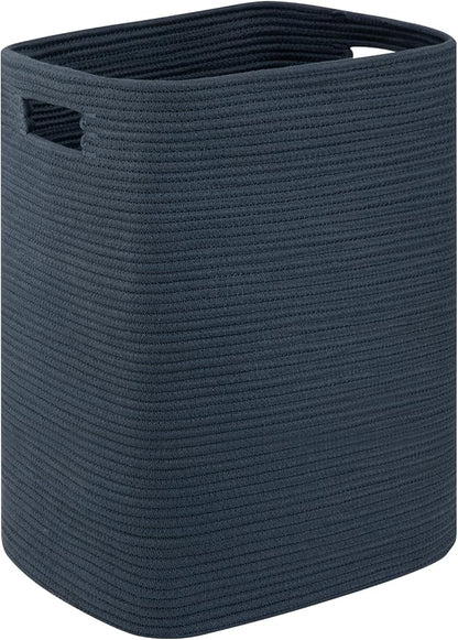 OIAHOMY Laundry Hamper, Laundry Basket，Rectangle Cotton Large Blanket Storage Basket for Living room,Bedroom Woven Decorative Storage for Toys,Clothes,Pillows-16x13x22in-Blue