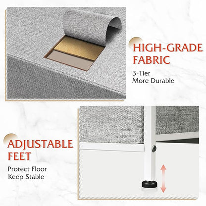 WLIVE Fabric Dresser for Bedroom, Dresser Organizer with 10 Drawers, Storage Tower with Fabric Bins, Double Dressers, Chest of Drawers for Closet, Living Room, Hallway, Light Grey