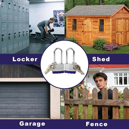 SEPOX® 12Pcs Set Keyed-Alike Laminated Steel Padlocks with Same-Key, 2-3/8" Extra Long-Shackle, 1-9/16" 40MM Heavy-Duty Padlock Body, Locks with 28Pcs Key with Big Handle for Lockers-Lock, Fence
