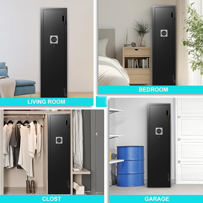 Marcree 2-3 Gun Safes for Rifles and Pistols, 180° Quick Access Digital Gun Cabinets for Rifles and Shotguns, Assembled Gun Locker with Alarm System & Mute Mode, Shotgun Safe with Removable Shelf