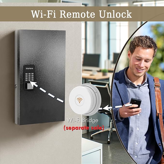 48 Key Lock Box Wall Mount, Smart Key Cabinet One Time Password/APP Bluetooth/Fixed/Wi-Fi Remote/Key Unlock, Key Management for Valets/Realtors/Office/Hotel