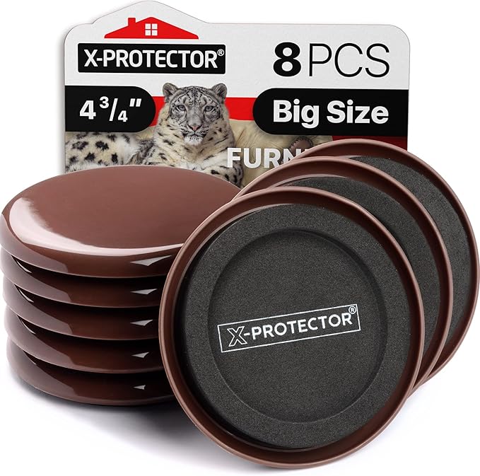 Furniture Sliders for Carpet X-PROTECTOR 8 PCS 4 3/4" - The Best Heavy-Duty Moving Pads - Sliders for Furniture with Unique Design. Move Your Furniture Easily with Furniture Sliders for Carpets!