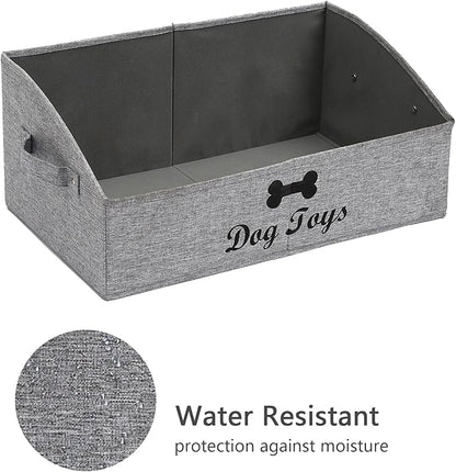 Geyecete 3 Pack Large dog toy bin dog toy box storage box - Foldable Fabric Trapezoid Organizer Boxes with Handle for Dog Toys (Snow Gray-DOG)