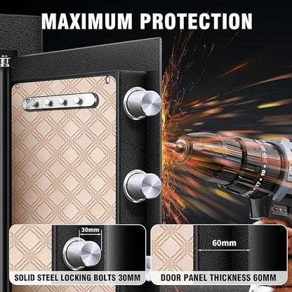 6.0 CuFt Heavy Duty Home Safe Box with Secure Digital Keypad, Key Lock, LCD Screen, Removable Shelf, and Sensor Light for Secure Storage of Documents, Valuables, and Business Use