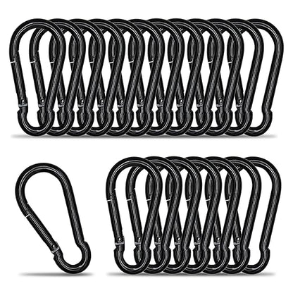 Carabiner Clip Hook, 3.15 inch 20 pcs Black Heavy Duty Spring Snap Hook Key Chain, Carabiners Clips for Outdoor Camping, Swing Set, Hammock, Hiking Travel, Fishing, Quick Link Keychain