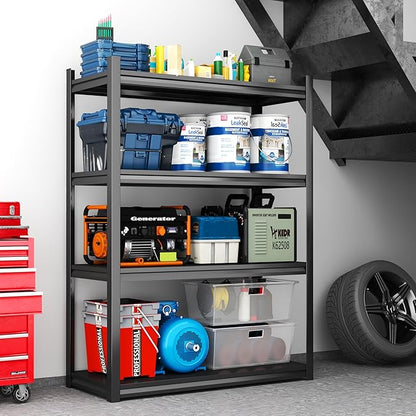 Kitchen Storage Shelves, 44''H*24''W Microwave Stand, Adjustable Metal Shelving, 1600LBS Bakers Rack, Black Kitchen Shelf, 4-Tier Shelving Unit for Bathroom, Pantry, Laundry, Closet, Garage