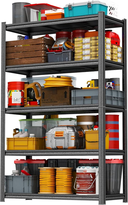 72"H Storage Shelves Heavy Duty 3000LBS Garage Shelving Adjustable Metal Shelf 5 Tier Shelving Unit Metal Storage Rack for Basement, Warehouse, Pantry, Closet, Kitchen 39.4"W × 13.8"D × 72"H, Black