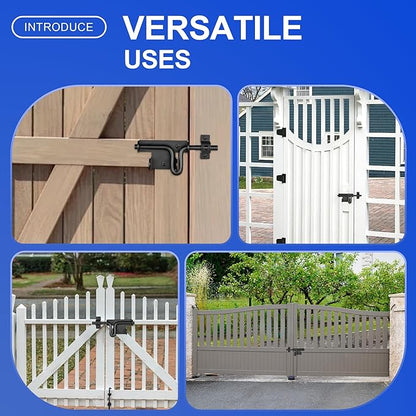 Slide Bolt Gate Latch with Padlock Hole, Heavy Duty Fence Slide Latches Outdoor Doors for Wooden Fence, Shed Door, Vinyl Door-3pack