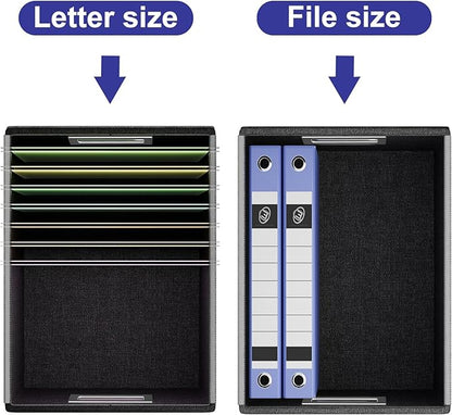 Huolewa Portable Leather File Organizer Boxes with Lids, Collapsible File Folder Organizer Boxes, Decorative Small Filing File Cabinet for Home/Office, Easily Store Documents/Hanging File Folders