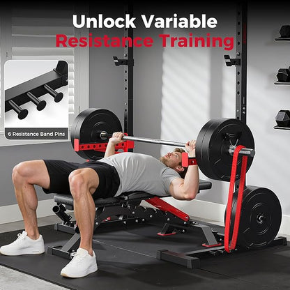 FLYBIRD Squat Rack with Pull-Up Bar, Adjustable Multi-Functional Power Rack, Inner Width Squat Rack Stand Suitable for 6FT,7FT Barbell for Home Gym Equipment…
