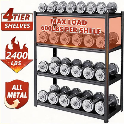 4-Tier Metal Garage Shelving Heavy Duty Adjustable Storage Shelves 2000lbs Capacity Steel Shelving Units Tool Rack Corner Shelf for Heavy Equipment and Tools (15.7" W × 9.8" D × 44.1" H)