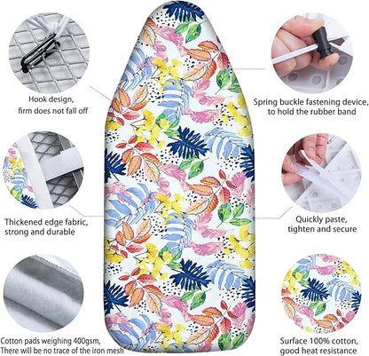 Small Ironing Board Cover Scorch Resistant, Table top Ironing Cover with Padding Heat Reflective Heavy Duty Pad (Colored Leaves, 12.5"x32")