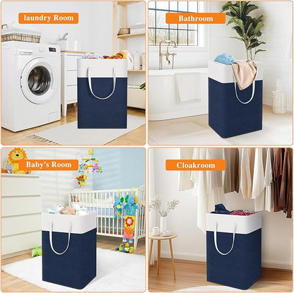 laundry basket 3-Pack, laundry hamper, Hamper with handles, collapsible laundry baskets, Waterproof dirty clothes hamper, Towel Storage for Home or Dorm, 75L-Blue
